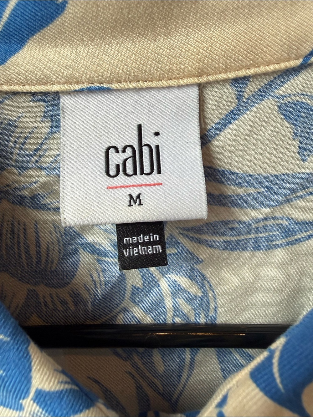 CAbi Blue Floral Button-Front Shirt Dress on Cream - Picture 6 of 8